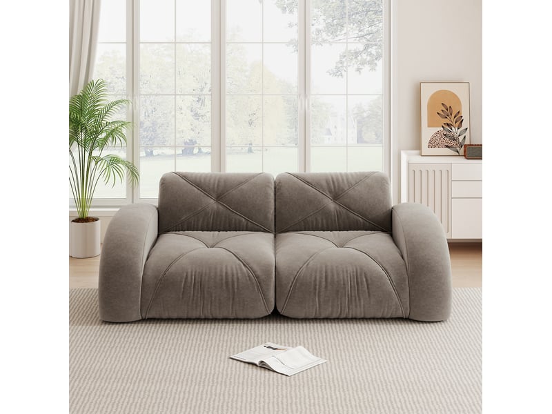 Canapé 2 places modulaire sans structure interne en chenille taupe  - Conforama C
