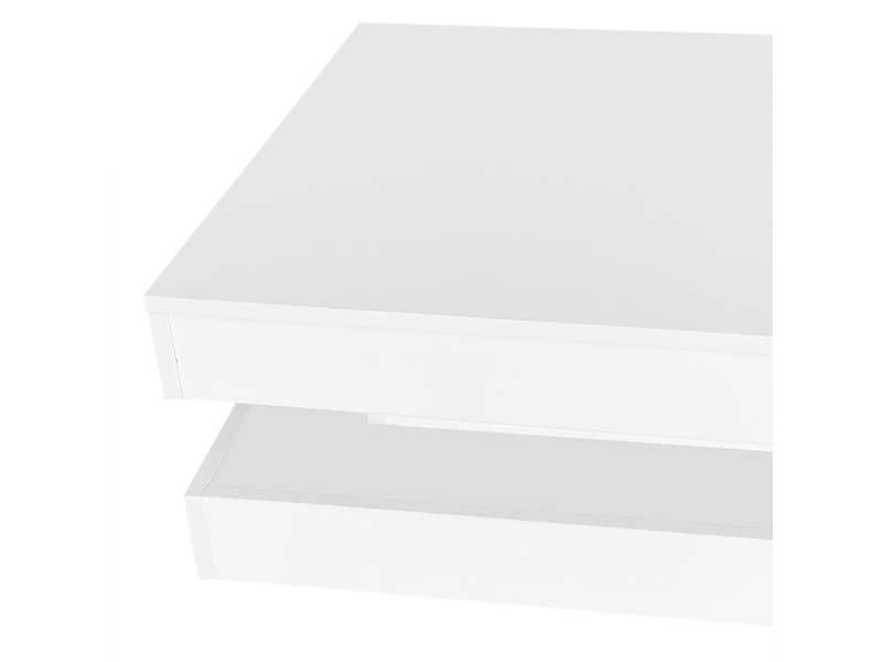  Table basse carrée plateau pivotant à 360° led pour salon 70×70×36 cm en panneaux de particules blanc  - Conforama D
