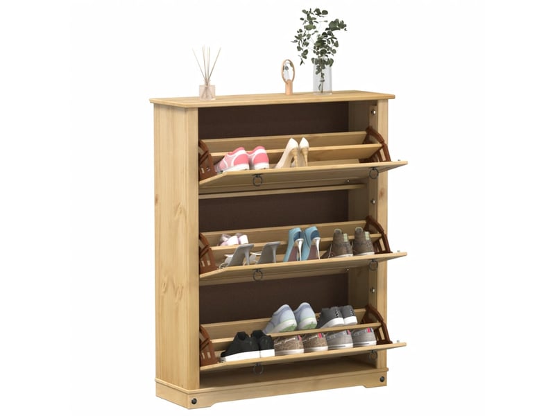  Meuble à chaussure, armoire à chaussures corona 99x32x124,5 cm bois de pin massif  - Conforama B