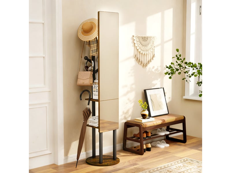  Portemanteau rotatif avec miroir de 174 cm en acier et panneau de particules  - Conforama E