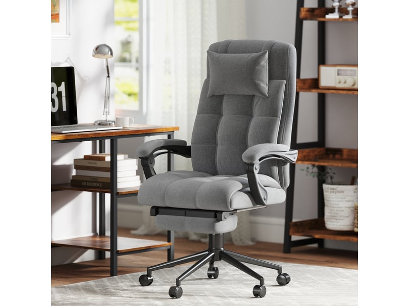  Fauteuil de bureau ergonomique avec fonction massage, 66 x 76 x 116-124 cm, gris  - Conforama D