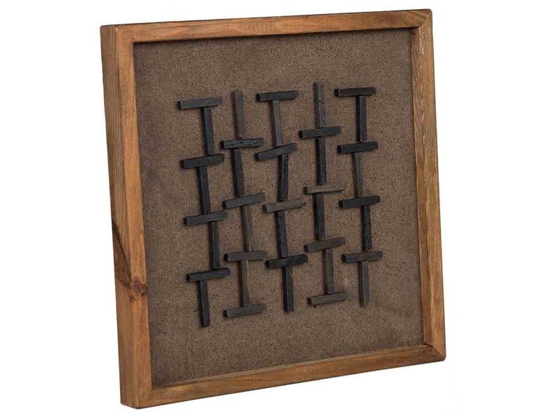  Tableau artisanal en bois recyclé relief marron et noir 40x4x40 cm h  - Conforama A
