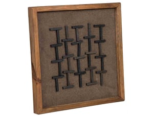 Tableau artisanal en bois recyclé relief marron et noir 40x4x40 cm h