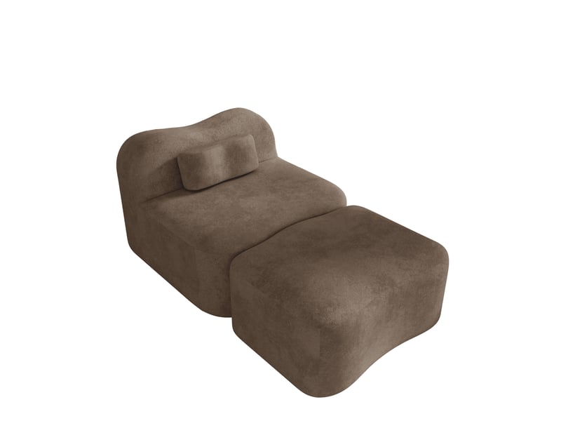 Canapé modulable 1 place 96 x 167 x 70 cm marron en velours, ottomane et coussin mobile, sans cadre intérieur - Conforama D