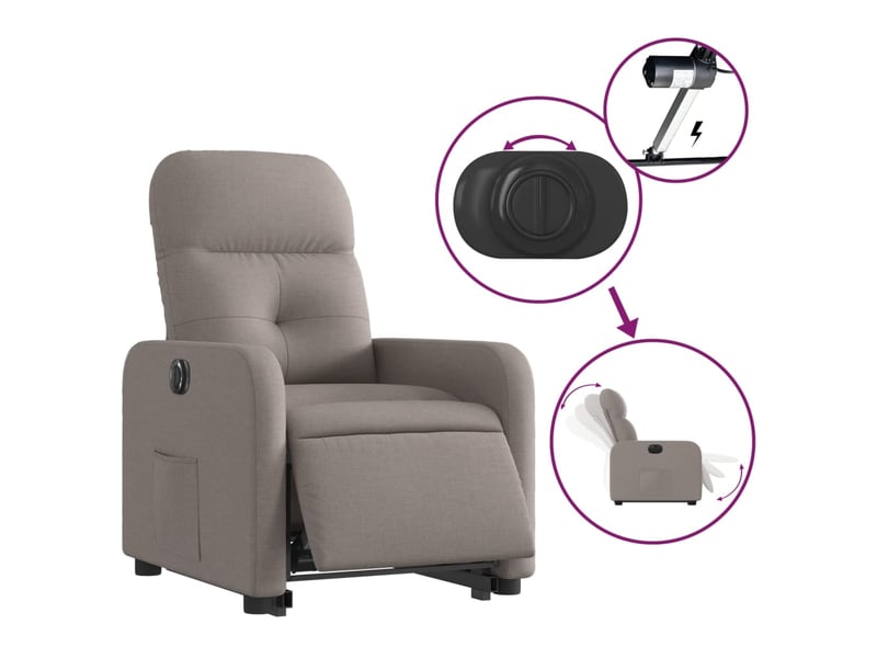  Fauteuil inclinable électrique, fauteuil relax salon taupe tissu shl85456  - Conforama E
