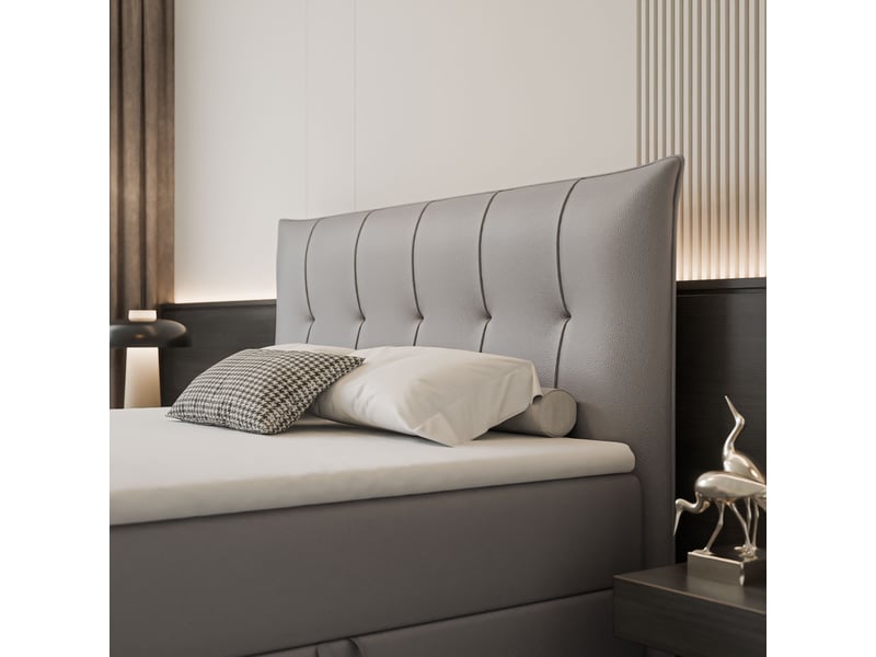  Lit coffre chester - 180x200 cm - avec matelas et surmatelas - éco-cuir - gris CHESTER - Conforama D