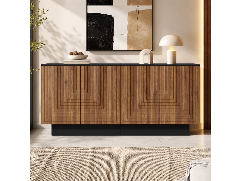  Buffet bas 4 portes, meuble de rangement, noyer, 160 x 40 x 75 cm, mdf et panneaux de particules Fay Lum - Conforama B