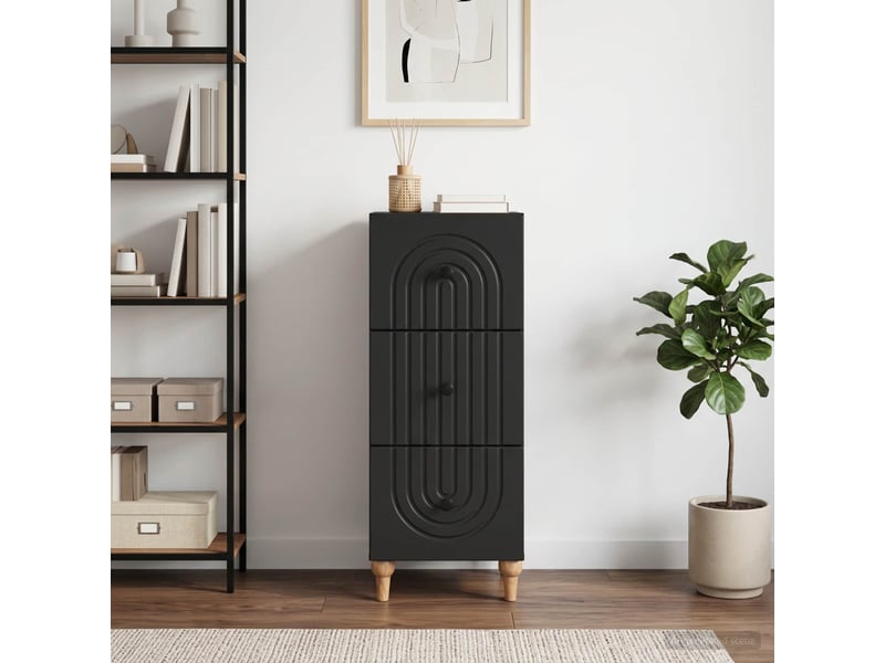  Armoire de rangement bureau, armoire à tiroirs 33 x 34.5 x 90 cm bois d'ingénierie noir  - Conforama D
