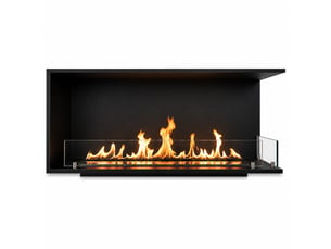 Urano 120 - cheminée d'angle droite encastrable au bioéthanol 120x50x30 cm avec brûleur en acier de 3 litres