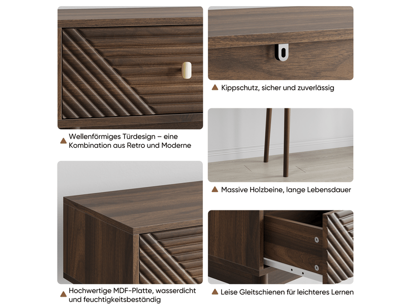  Table console avec 2 tiroirs et dispositif anti-basculement, coloris noyer, 100x35x80 cm W3180P534792 - Conforama D