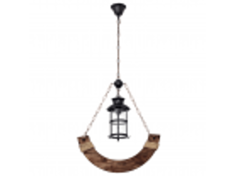  Suspension rustique ABRILA Cortijo 1 lumière E27 marron, métal bois et verre, hauteur réglable 74-112 cm, 54 x 12 cm, style campagne 124491002 - Conforama B