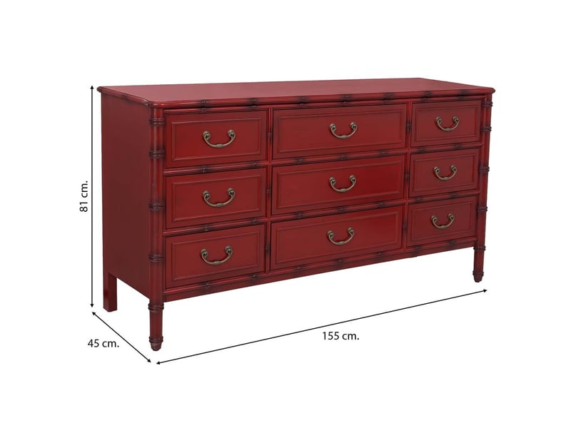  Buffet en bois rouge 155x45x81 cm h  - Conforama D