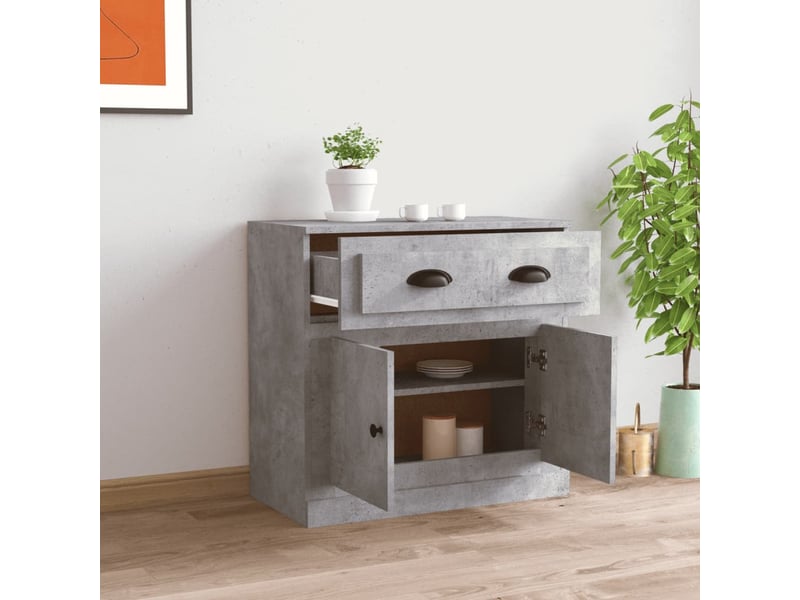  Buffet - bahut - meuble de rangement gris béton 70x35,5x67,5 cm bois d'ingénierie  - Conforama C