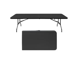 Table pliante portable 244x76x73,6 cm – noire – poignée intégrée, charge maximale 135 kg pour jardin