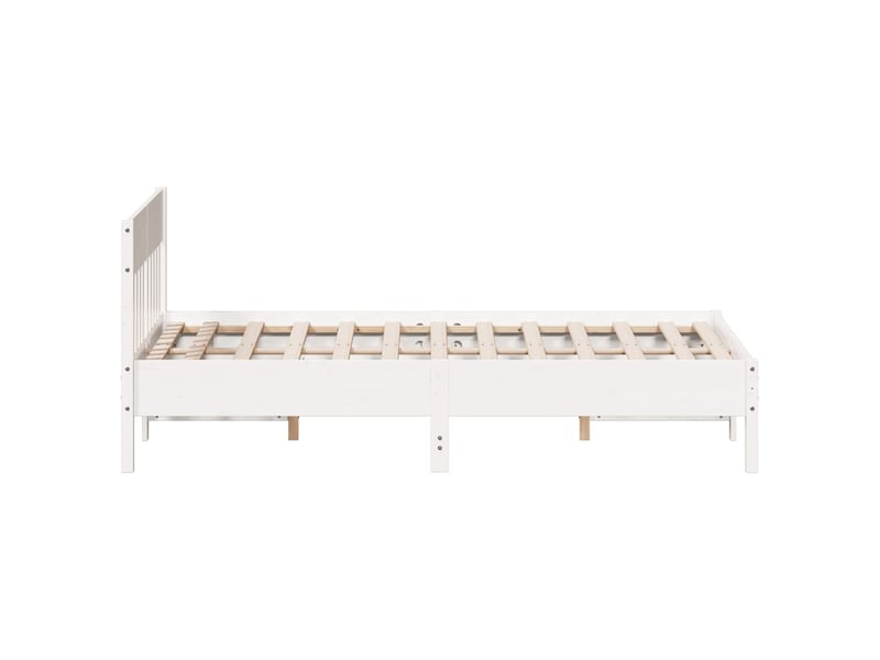  Lit double- lit adulte -  cadre de lit sans matelas blanc 160x200 cm bois de pin massif  - Conforama D
