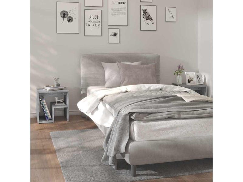  Lot de 2 tables de chevet - cabinet de chevet - table de nuit sonoma gris 40x30x40 cm bois ingénierie  - Conforama B