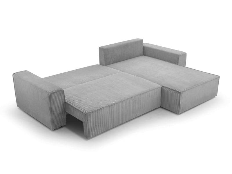 Canapé d’angle en velours côtelé gris clair cedria – 287 cm CedriaMini - Conforama C