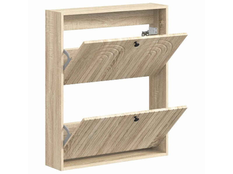 Meuble à chaussures mural, armoire à chaussures alkmaar 71x17x86 cm chêne sonoma  - Conforama C