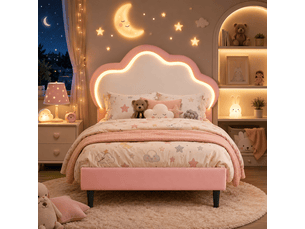 Lit simple 90x200 cm YELENARO coloris rose