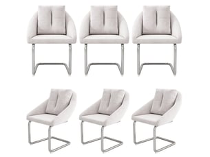 Lot de 6 chaises 65x59x82 cm, chaises salle à manger, design ergonomique, velours beige, structure métallique, pieds argentés