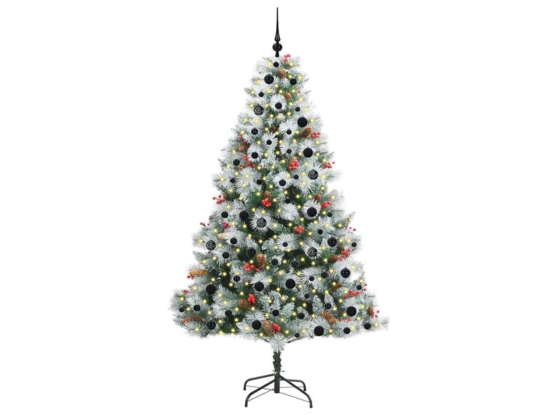  Sapin de noël artificiel, arbre de noël vert et blanc 210 cm shl5157  - Conforama C