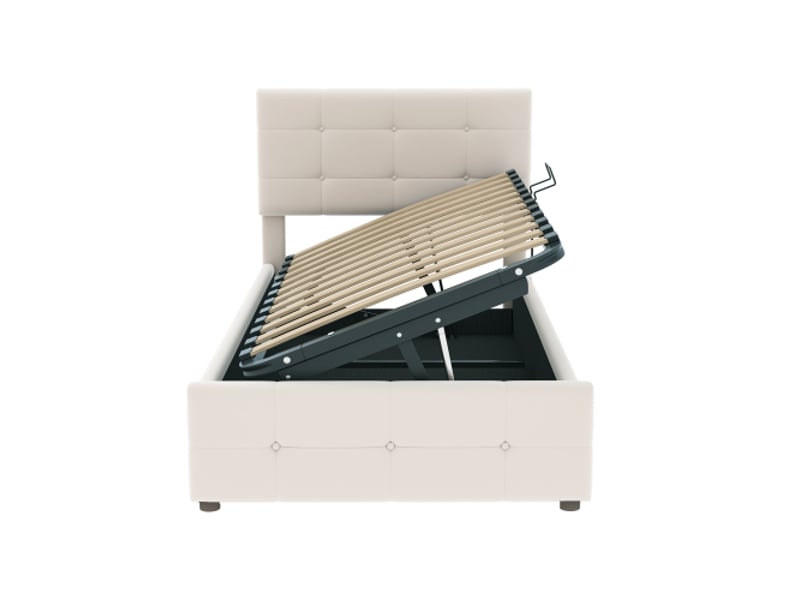  Lit enfant 90x200cm,lit coffre en velours avec tête de lit réglable en hauteur,ouvrant d'un côté,beige lit enfant beige - Conforama D