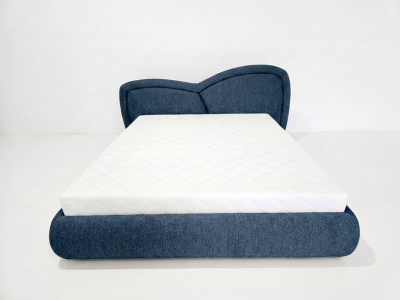 Bobochic lit bas daniela tissu texturé bleu 160x200 DANIELA - Conforama A