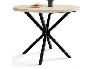 Table à manger ronde 100x100x76,5 cm mdf métal noir et bois