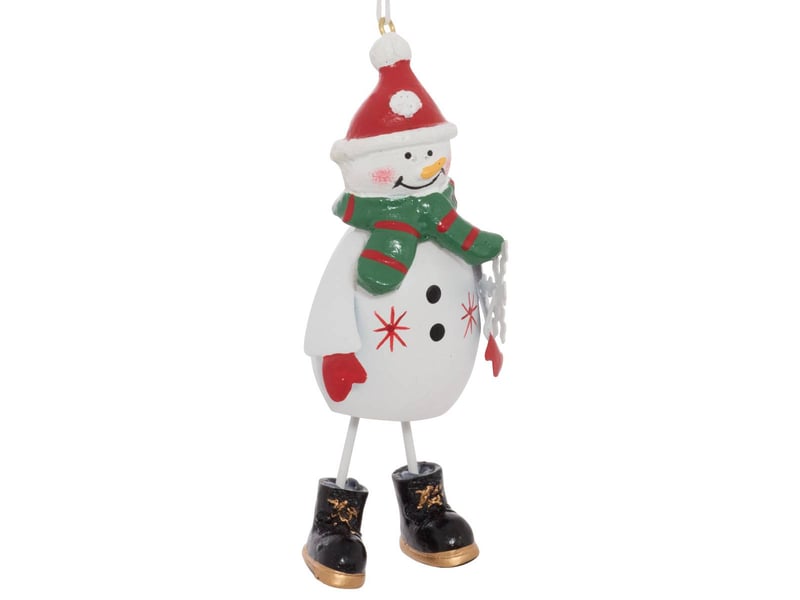  Suspension de sapin père noël et bonhomme de neige en métal rouge et blanc 12 cm  - Conforama C