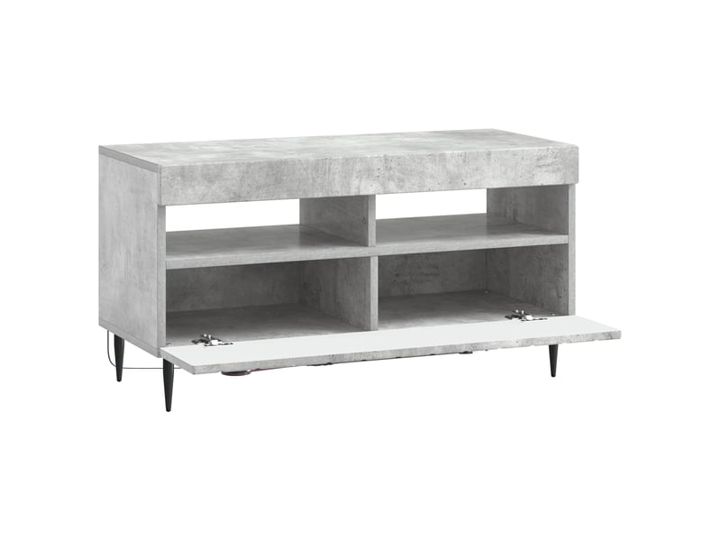 Meuble tv - banc tv - meuble de rangement led gris béton bois d'ingénierie - Conforama E