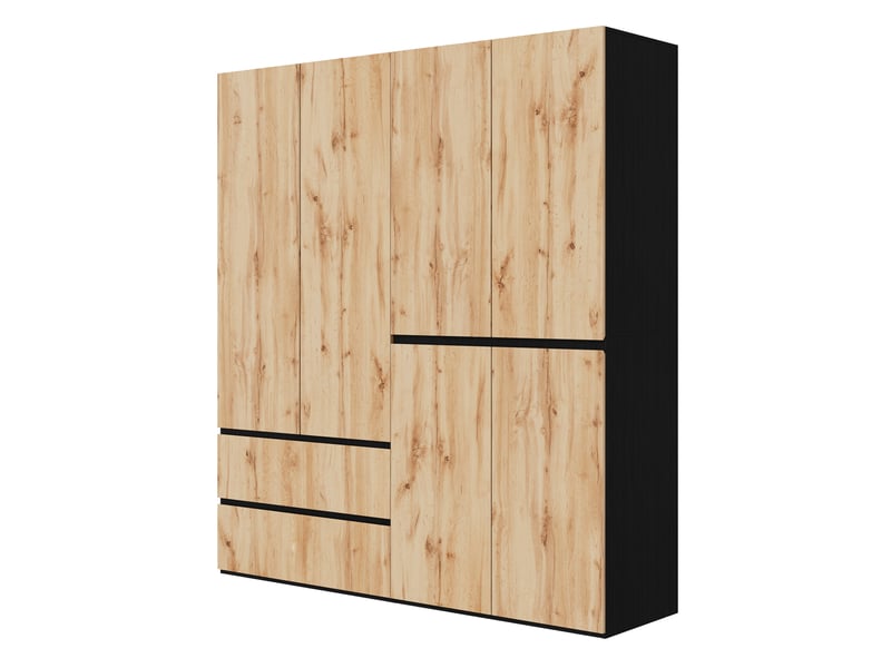 Armoire,180x50x200 cm,6 portes avec 5 tiroirs,mdf,effet chêne et blanc - Conforama D