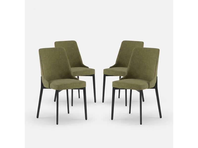  Lot de 4 chaises rembourrées en tissu facile à nettoyer charm - vert foncé  - Conforama A