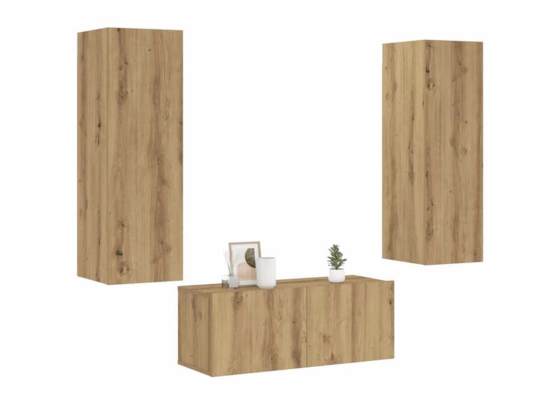 Lot de 3 meuble tv mural, meuble tv suspendu chêne artisanal bois d'ingénierie shl54602  - Conforama C