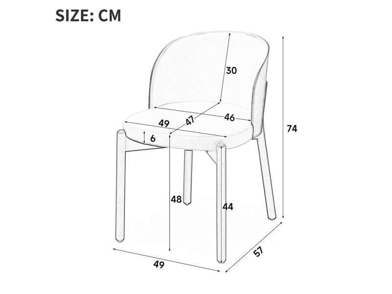  Lot de 6 chaises de salle à manger 57x49x74 cm coloris noyer  - Conforama C