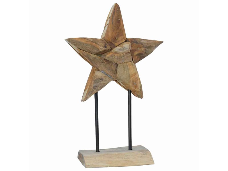  Étoile de noël led marron 31 x 15 x 46 cm bois de teck massif  - Conforama D