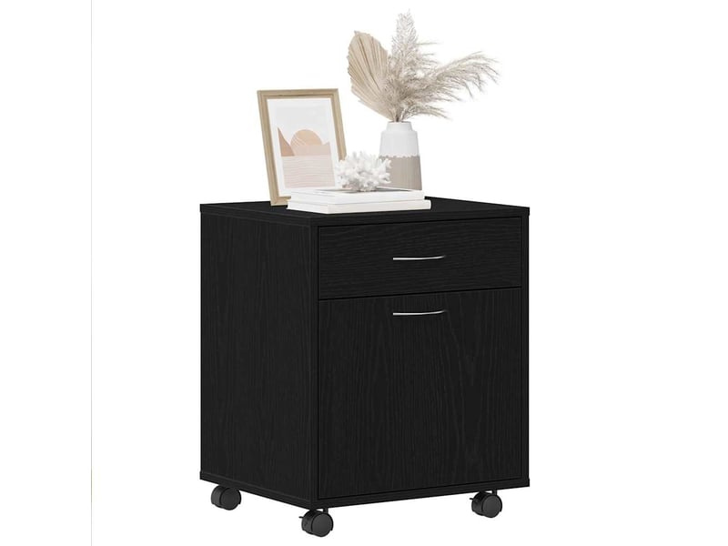  Caisson roulant de bureau 45 x 38 x 54 cm bois d'ingénierie chêne noir  - Conforama C