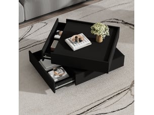 Table basse carré(e) coloris noir <strong>MAISENTIEL</strong> <strong></strong> - 60 cmx60 cm