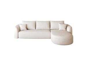 Canapé d'angle compressé droit fixe WISHDOR 4 places Tissu blanc