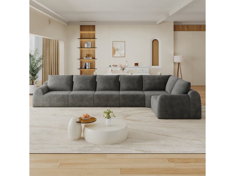  Canapé d'angle, canapé de salon, sans montage, format compressé, pour salon, chambre, gris foncé, appartement  - Conforama E