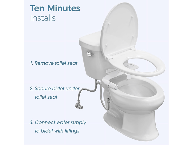 Bidet fessier - double buse à pression d'eau réglable - autonettoyant, 1 pièce, blanc - Conforama D