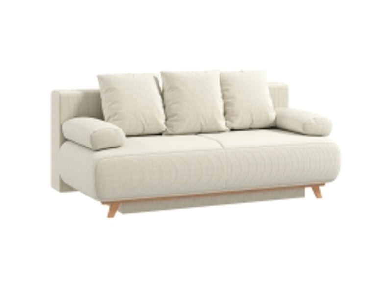 Canapé convertible avec coffre de rangement, banquette clic clac lit 2-3 places pour salon, et revêtement velours côtelé 188x100x84 cm, beige - Conforama A