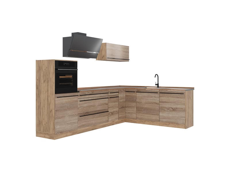  Vicco cuisine en angle, sonomachêne doré, 287 x cm plan de travail chêne doré  - Conforama A