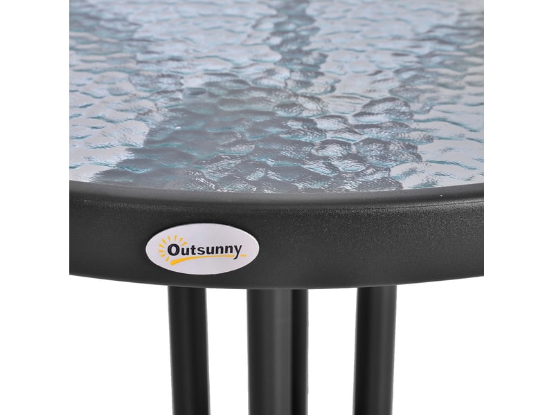  Table de jardin ronde ø60xh70cm en métal avec verre de sécurité, idéale pour balcon et terrasse  - Conforama E