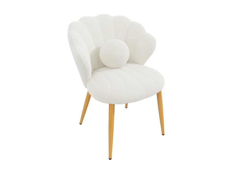Lot de 6 chaises de salle à manger 60x62,5x83 cm en tissu teddy blanc - Conforama D
