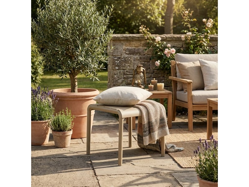  Table basse d'extérieur en polypropylène et fibre de verre bard - gris tourterelle  - Conforama B