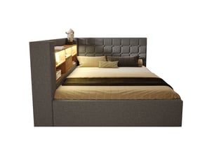 Lit coffre 140x190 cm <strong></strong> <strong></strong> coloris gris