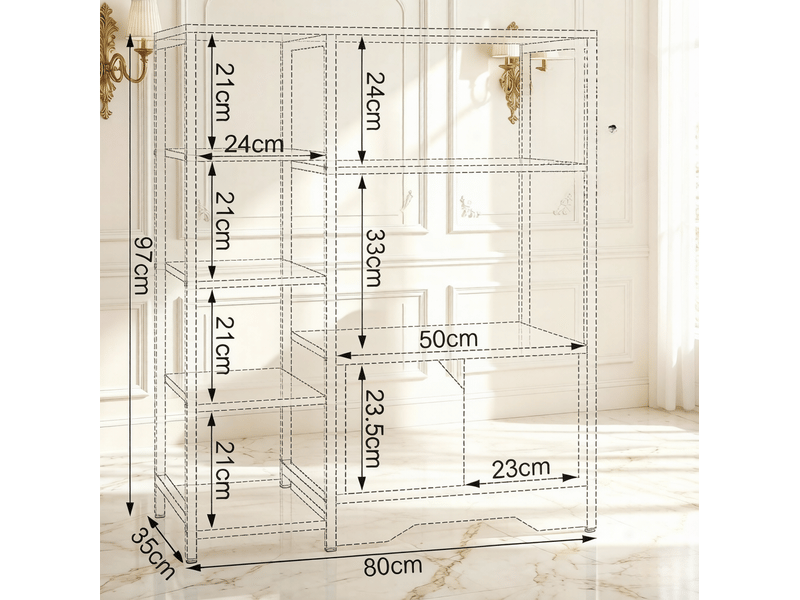  Bibliothèque 80x35x97 cm 2 en 1 mdf chêne clair  - Conforama E