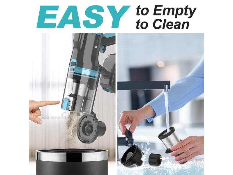  Aspirateur balai sans fil 2-en-1 avec filtre hepa, moteur sans balais 300 w, batterie 4000 mah, écran led  - Conforama D