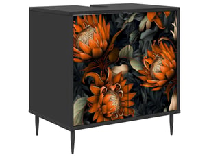 Armoire de salle de bain, meuble de rangement lochem chêne noir 60x40x61 cm