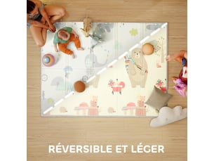 Tapis de jeu pour bébé pliable et réversible, tapis de sol en mousse épais, multicolore, 200 x 150 x 1,5 cm